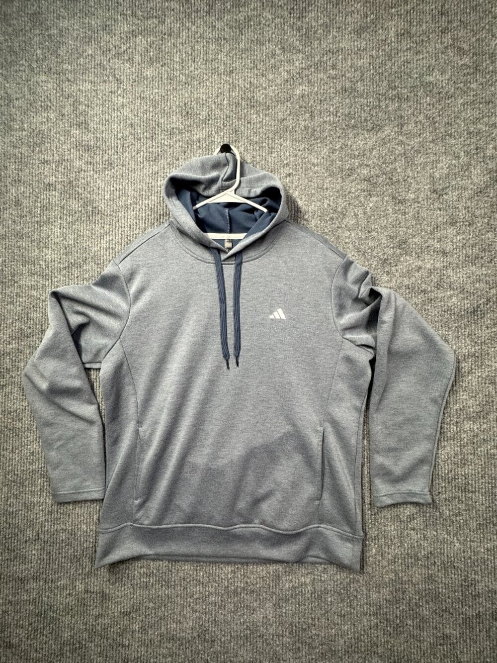 Adidas Hoodie Sweatshirt Men's Large Gray Pullover Jersey Knit Logo Athletic